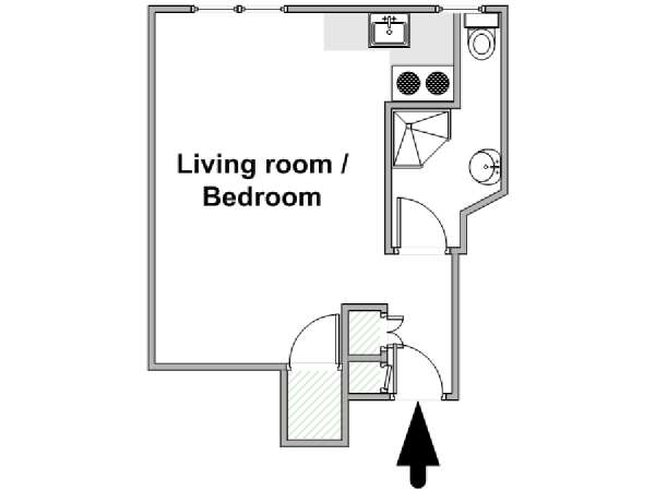 Londres Studio T1 logement location appartement - plan schématique  (LN-2008)