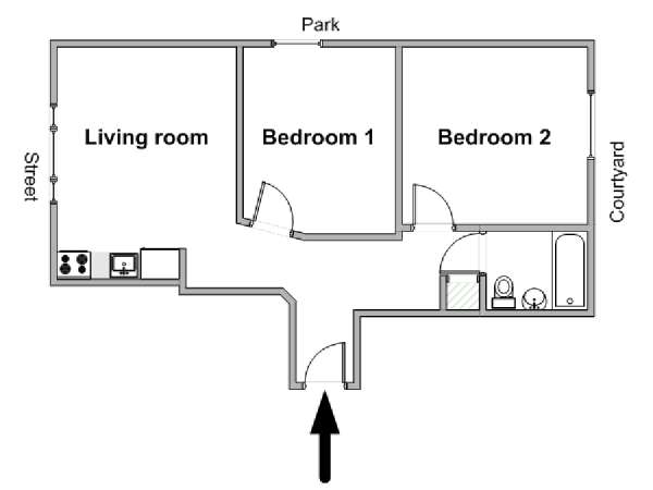 New York 2 Bedroom accommodation - apartment layout  (NY-11972)