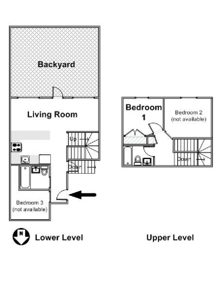 New York 3 Camere da letto - Duplex stanza in affitto - piantina approssimativa dell' appartamento  (NY-16271)