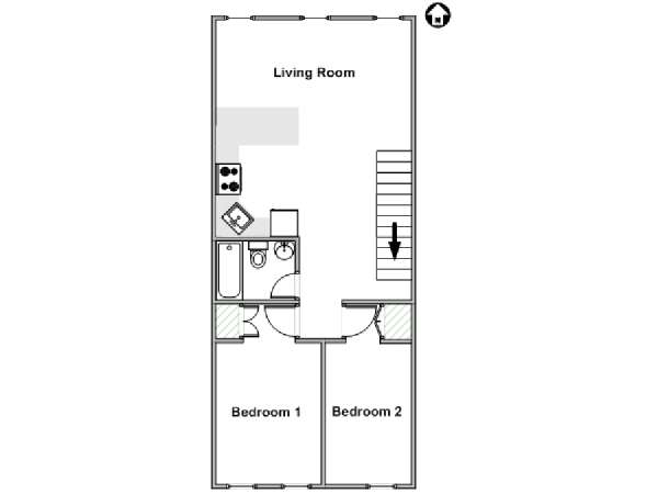 New York 2 Camere da letto appartamento casa vacanze - piantina approssimativa dell' appartamento  (NY-18059)