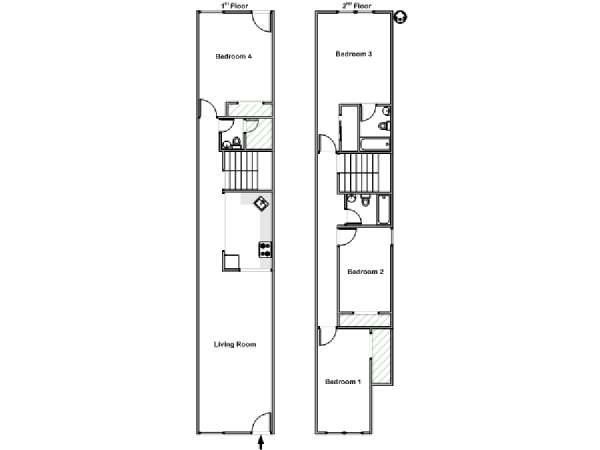 New York 4 Camere da letto appartamento - piantina approssimativa dell' appartamento  (NY-18156)