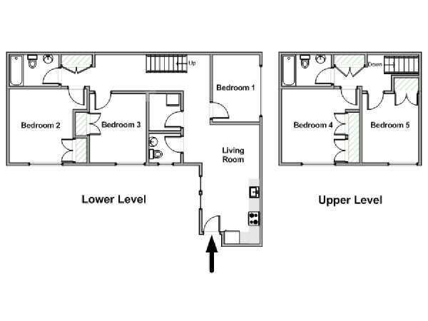 New York 5 Camere da letto - Duplex stanza in affitto - piantina approssimativa dell' appartamento  (NY-19718)
