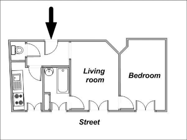 París 1 Dormitorio apartamento - esquema  (PA-1112)