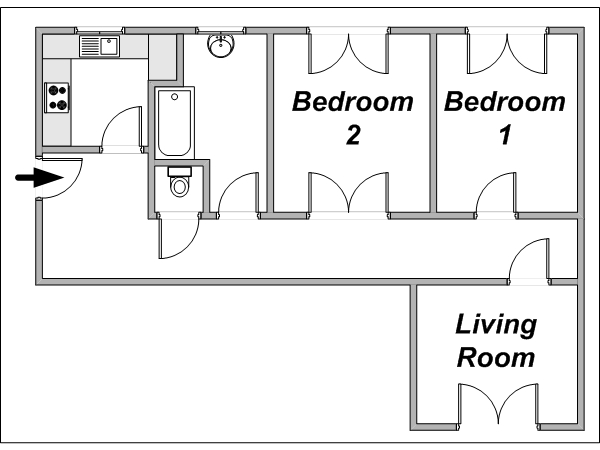 Paris 2 Bedroom apartment - layout Paris 2 Bedroom apartment - layout