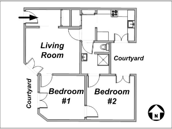 Paris 2 Bedroom apartment - layout Paris 2 Bedroom apartment - layout