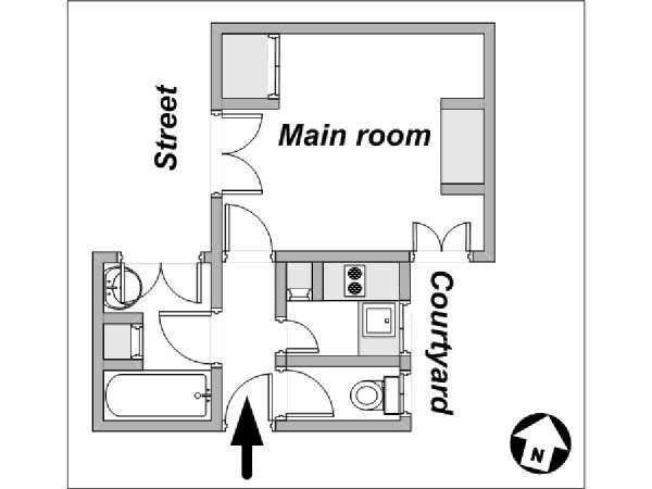 Paris Studio apartment - layout (PA-3832) Paris Studio apartment - layout (PA-3832)