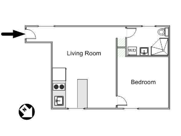Parigi 1 Camera da letto appartamento - piantina approssimativa dell' appartamento  (PA-4234)
