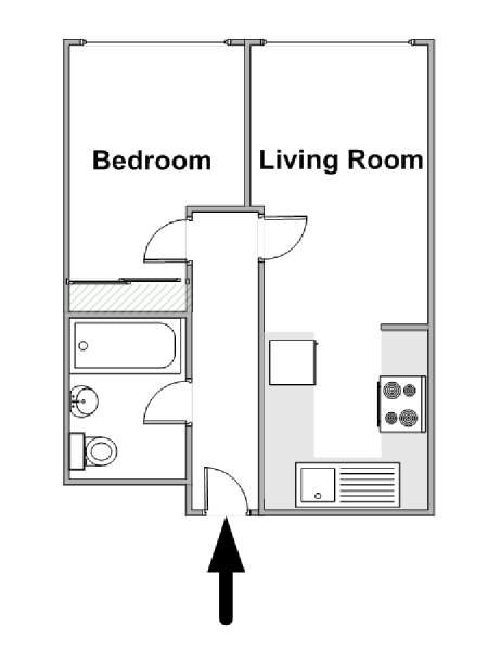 London 1 Bedroom accommodation - apartment layout  (LN-1219)