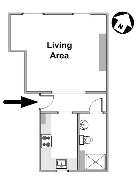 Londra Monolocale appartamento - piantina approssimativa dell' appartamento  (LN-1560)