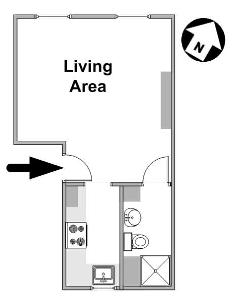 London Studio accommodation - apartment layout  (LN-1562)