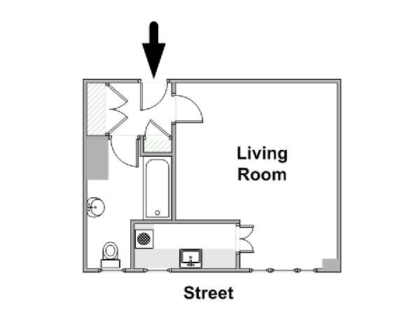 London Studio apartment - apartment layout  (LN-1819)