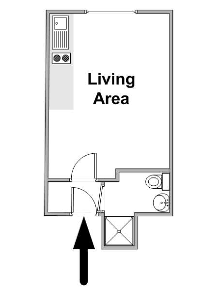 London Studio apartment - apartment layout  (LN-1834)