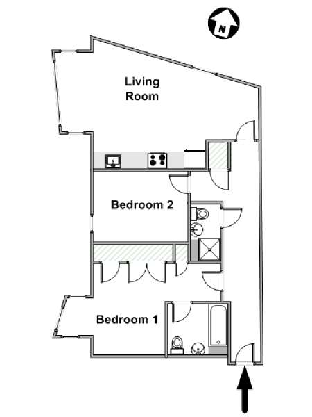 London 2 Bedroom apartment - apartment layout  (LN-2078)