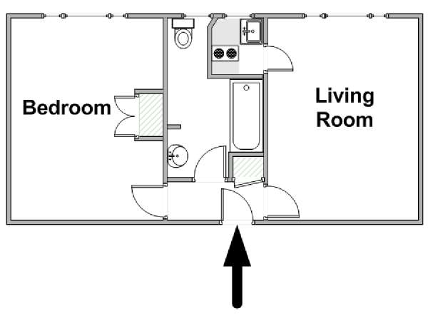 Londra 1 Camera da letto appartamento - piantina approssimativa dell' appartamento  (LN-2080)