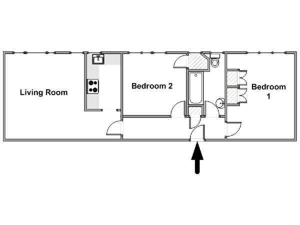 Londra 2 Camere da letto appartamento - piantina approssimativa dell' appartamento  (LN-2081)