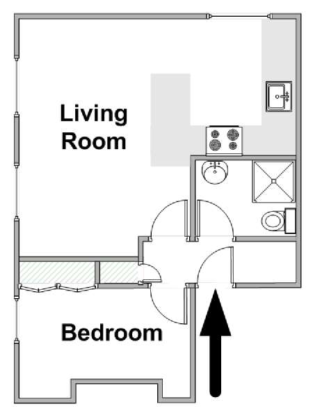 London 1 Bedroom apartment - apartment layout  (LN-2090)