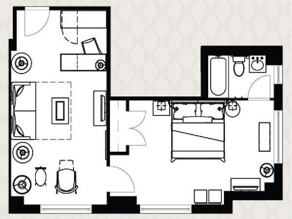 New York 1 Bedroom accommodation - apartment layout  (NY-14559)