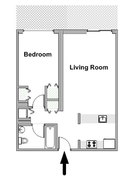 New York 1 Bedroom apartment - apartment layout  (NY-14856)