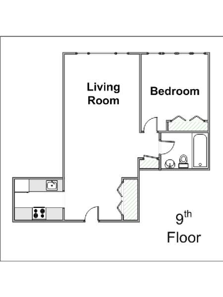 New York T2 logement location appartement - plan schématique  (NY-14863)