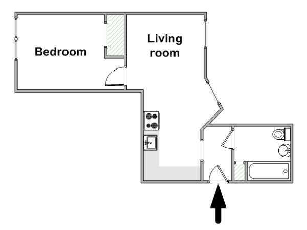 New York 1 Bedroom apartment - apartment layout  (NY-15307)