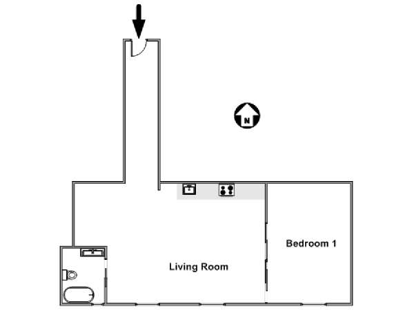 New York 2 Zimmer wohnungsvermietung - layout  (NY-17495)