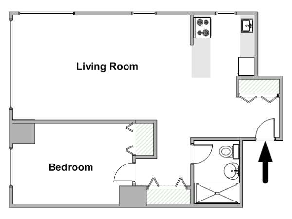 New York 1 Bedroom apartment - apartment layout  (NY-18405)