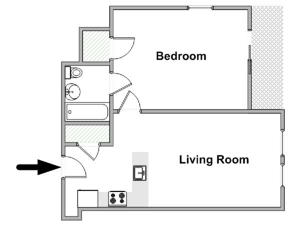 New York 1 Bedroom apartment - apartment layout  (NY-18406)