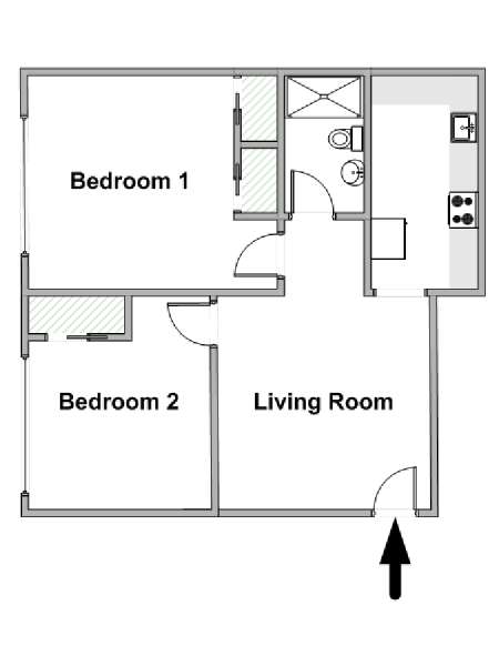 New York 2 Bedroom apartment - apartment layout  (NY-19345)