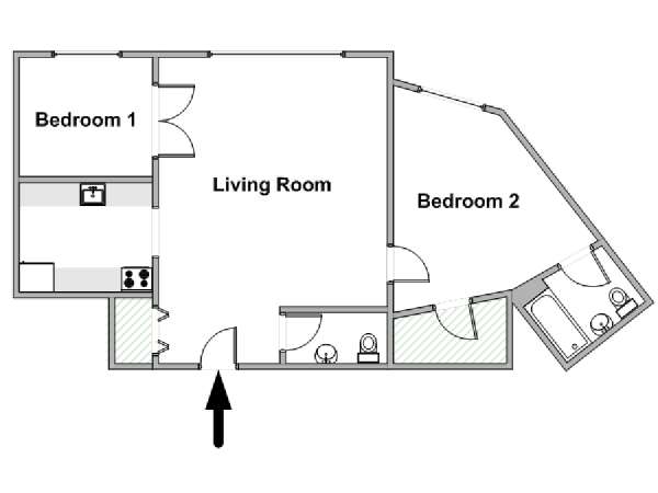 New York 2 Camere da letto appartamento - piantina approssimativa dell' appartamento  (NY-19359)