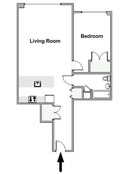 New York 1 Bedroom apartment - apartment layout  (NY-19377)