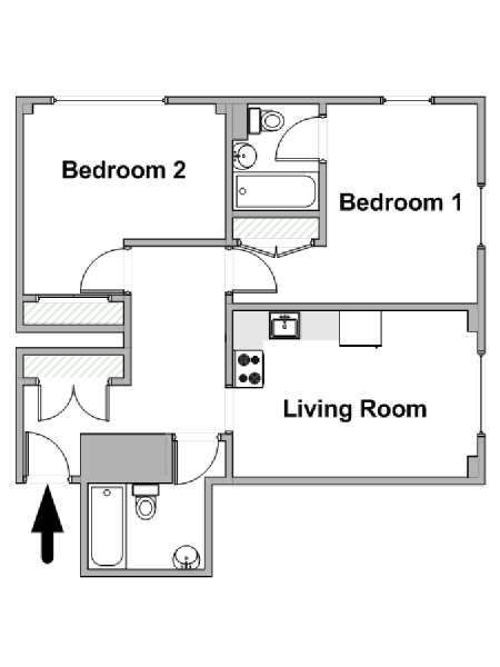 New York 2 Camere da letto appartamento - piantina approssimativa dell' appartamento  (NY-19398)