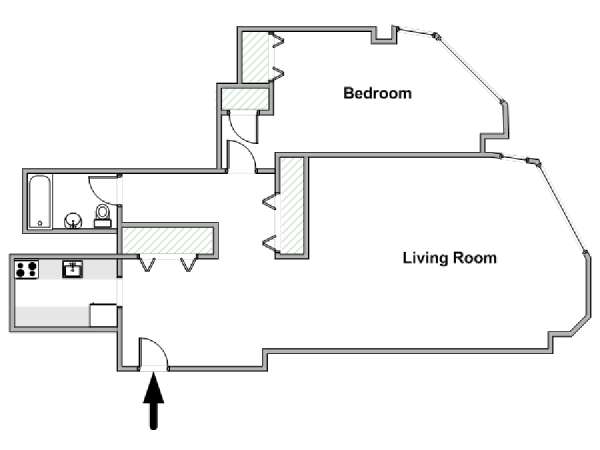 New York 1 Bedroom apartment - apartment layout  (NY-19411)