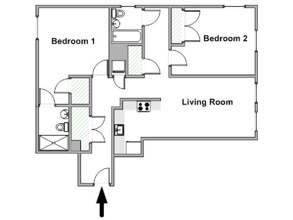 New York 2 Bedroom apartment - apartment layout  (NY-19424)