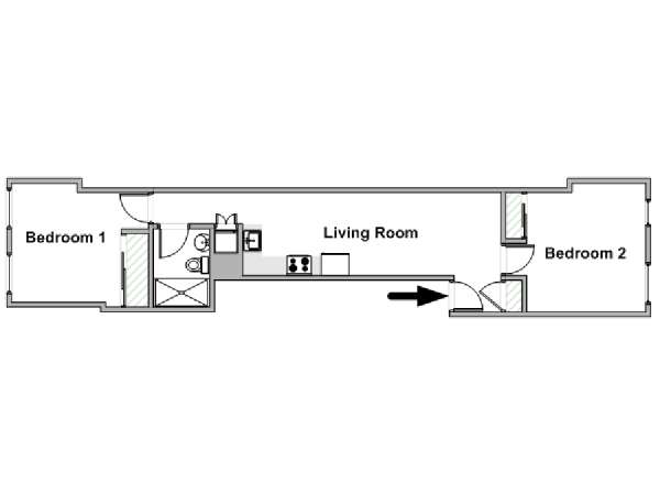 New York 2 Camere da letto appartamento - piantina approssimativa dell' appartamento  (NY-19425)