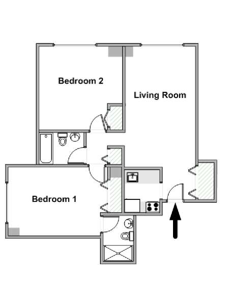 New York 2 Camere da letto appartamento - piantina approssimativa dell' appartamento  (NY-19477)