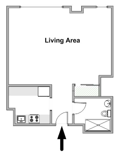 New York Monolocale appartamento - piantina approssimativa dell' appartamento  (NY-19482)