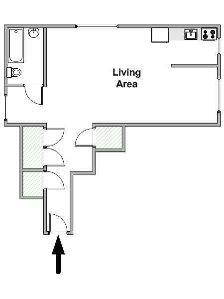 New York Monolocale appartamento - piantina approssimativa dell' appartamento  (NY-19494)