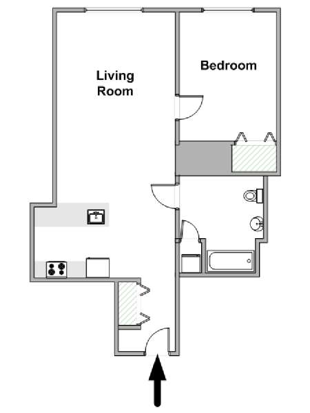 New York 1 Bedroom apartment - apartment layout  (NY-19500)