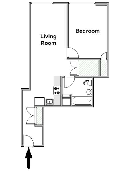 New York 1 Bedroom apartment - apartment layout  (NY-19501)