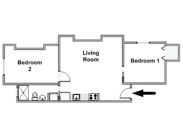 New York 2 Camere da letto appartamento - piantina approssimativa dell' appartamento  (NY-19503)