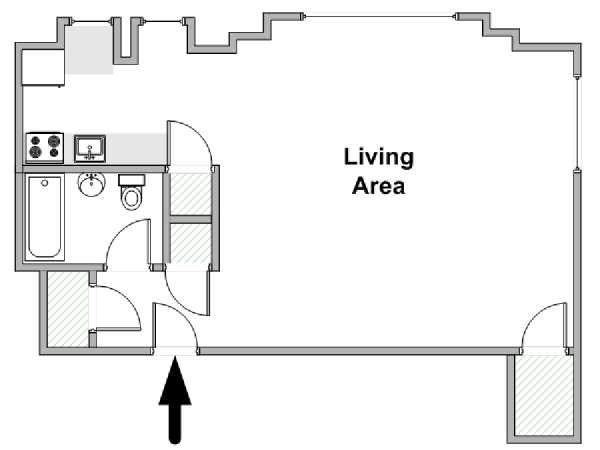New York Monolocale appartamento - piantina approssimativa dell' appartamento  (NY-19507)