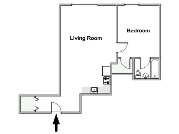 Nueva York 1 Dormitorio apartamento - esquema  (NY-19521)