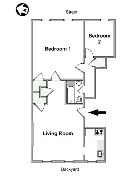 New York 2 Camere da letto appartamento - piantina approssimativa dell' appartamento  (NY-19598)