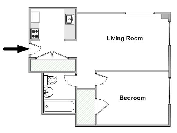 New York 2 Zimmer wohnungsvermietung - layout  (NY-19603)