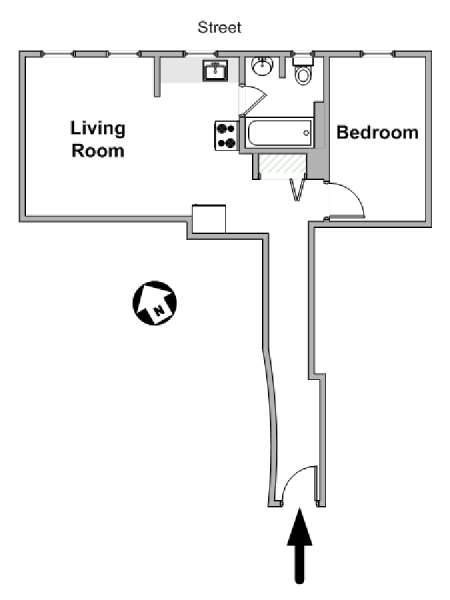 New York Studio avec Alcôve T1 logement location appartement - plan schématique  (NY-19642)