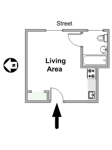 New York Monolocale appartamento casa vacanze - piantina approssimativa dell' appartamento  (NY-19709)