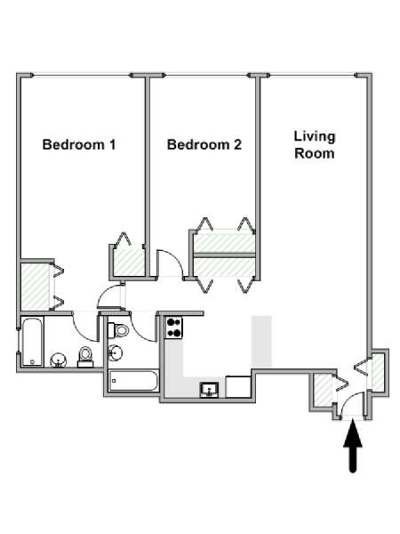 New York 2 Bedroom apartment - apartment layout  (NY-19716)