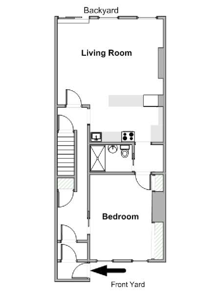 New York 1 Camera da letto appartamento - piantina approssimativa dell' appartamento  (NY-19747)