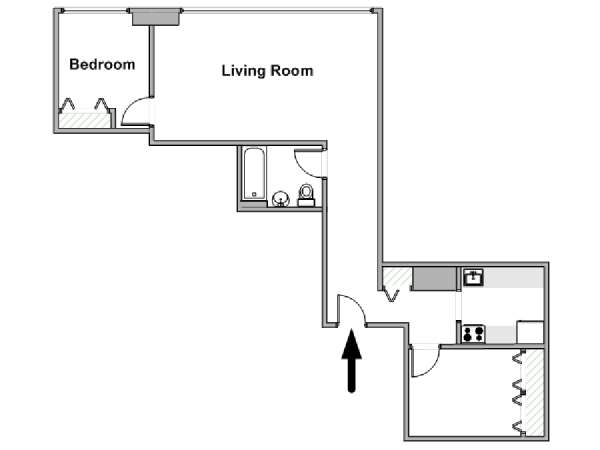 New York 1 Bedroom apartment - apartment layout  (NY-19759)