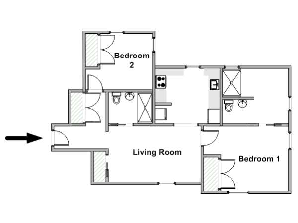 New York 2 Bedroom apartment - apartment layout  (NY-19805)